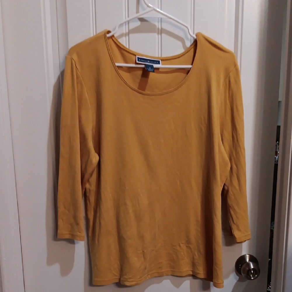 Karen Scott Golden 3/4 Sleeve Cotton Tee